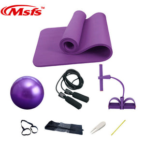 Yoga Mat Set 10mm Fitness Gym Yoga Ball Ballon Fitball Rope Skipping Pilates Ball Exercise Mat Yoga Set