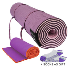 Matymats Yoga Mat Set High Quality Non Slip TPE Mats Thick 1/4 with Yoga Towel Starter preferred Free Socks