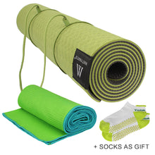 Matymats Yoga Mat Set High Quality Non Slip TPE Mats Thick 1/4 with Yoga Towel Starter preferred Free Socks