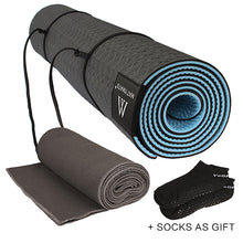 Matymats Yoga Mat Set High Quality Non Slip TPE Mats Thick 1/4 with Yoga Towel Starter preferred Free Socks