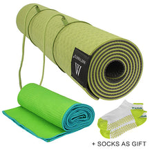 Matymats Yoga Mat Set High Quality Non Slip TPE Mats Thick 1/4 with Yoga Towel Starter preferred Free Socks