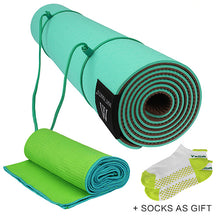 Matymats Yoga Mat Set High Quality Non Slip TPE Mats Thick 1/4 with Yoga Towel Starter preferred Free Socks